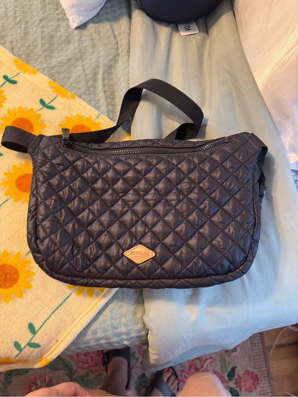 MZ Wallace Black Quilted Belt Bag with Multiple Zip Pockets - Picture 2 of 5